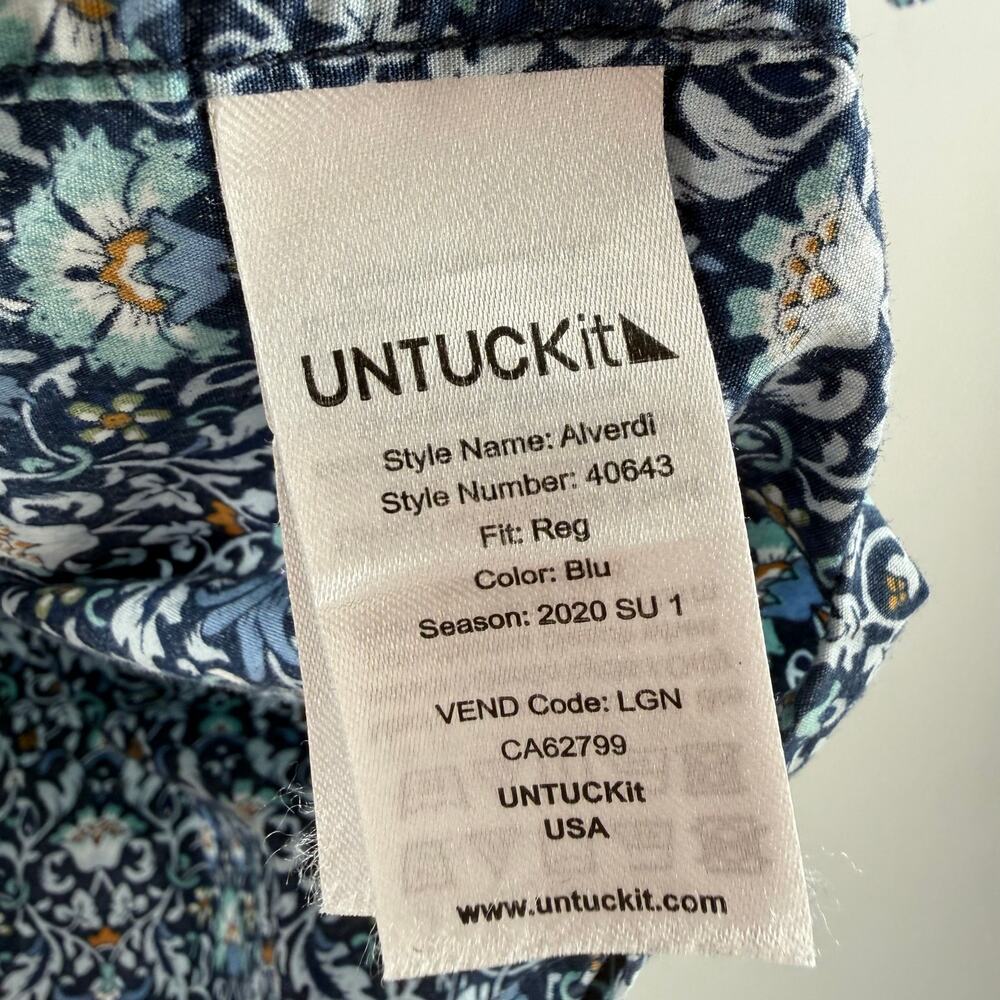 UNTUCKit Alverdi Shirt Men’s Large short sleeve blue floral button down 40643 - Picture 13 of 16